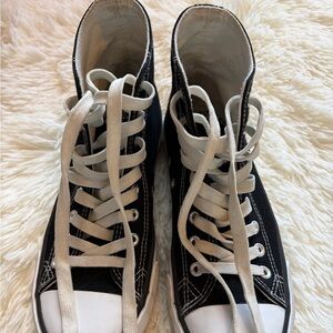 Classic Black High-Top “Converse” Sneakers with White Laces Women’s Size 6